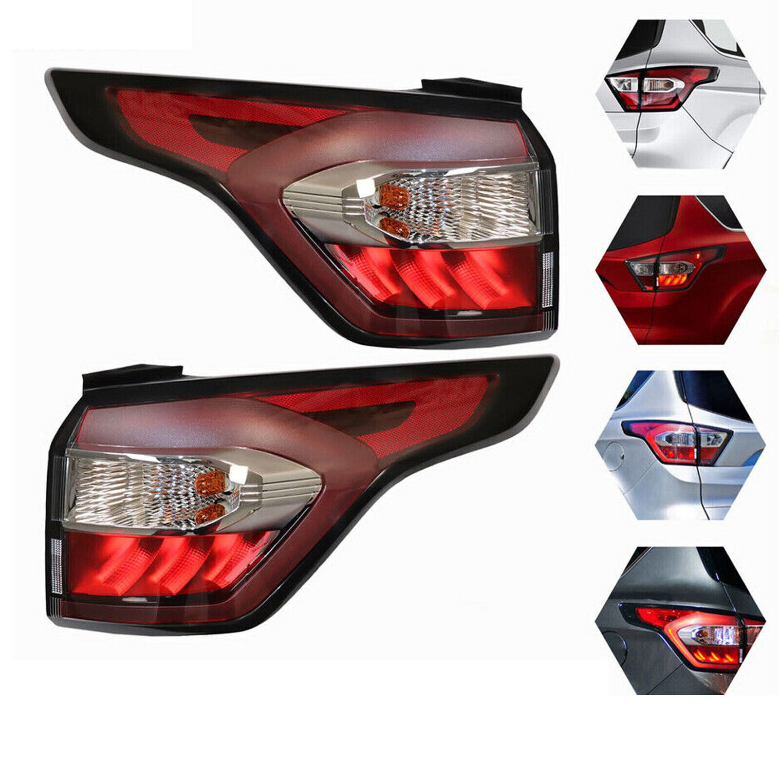Fits Ford Escape 2017-2019 Pair Outer Side Tail Lights Rear Brake Lamps LH + RH