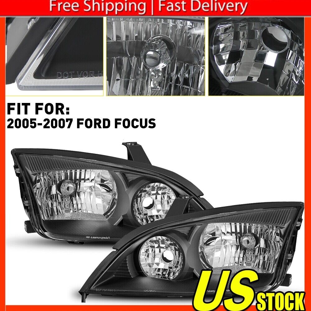 FITS 2005 06 2007 Ford Focus ZX4 Headlight Left+Right FO2503210 FO2502210 PAIR V