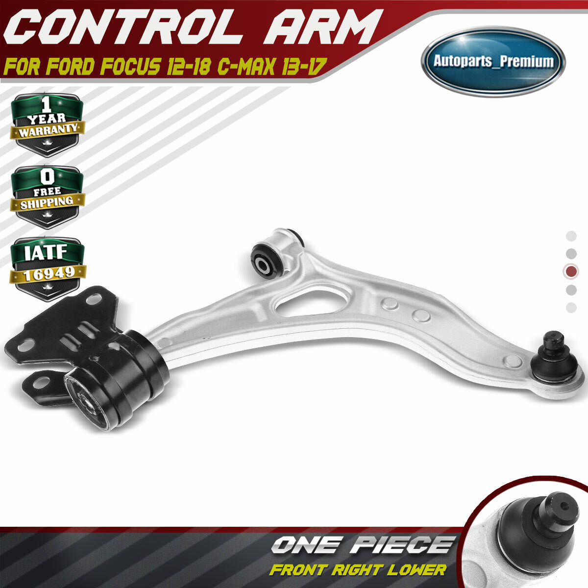 Front Right Lower Aluminum Control Arm w/ Ball Joint for Ford Focus 12-18 C-Max