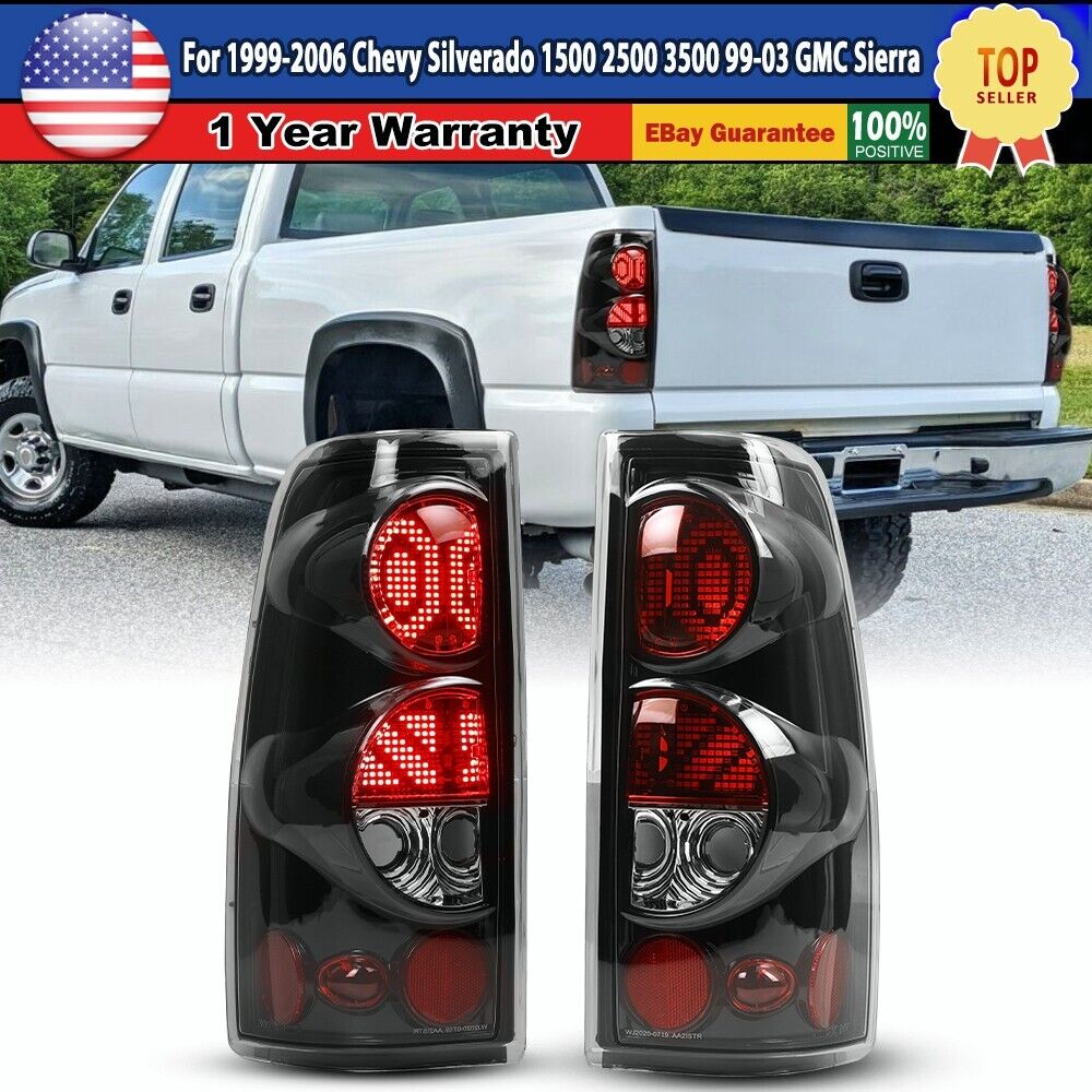 For 99-06 Chevy Silverado 1500 2500 3500 LED Tail Lights Brake Lamps Clear Lens