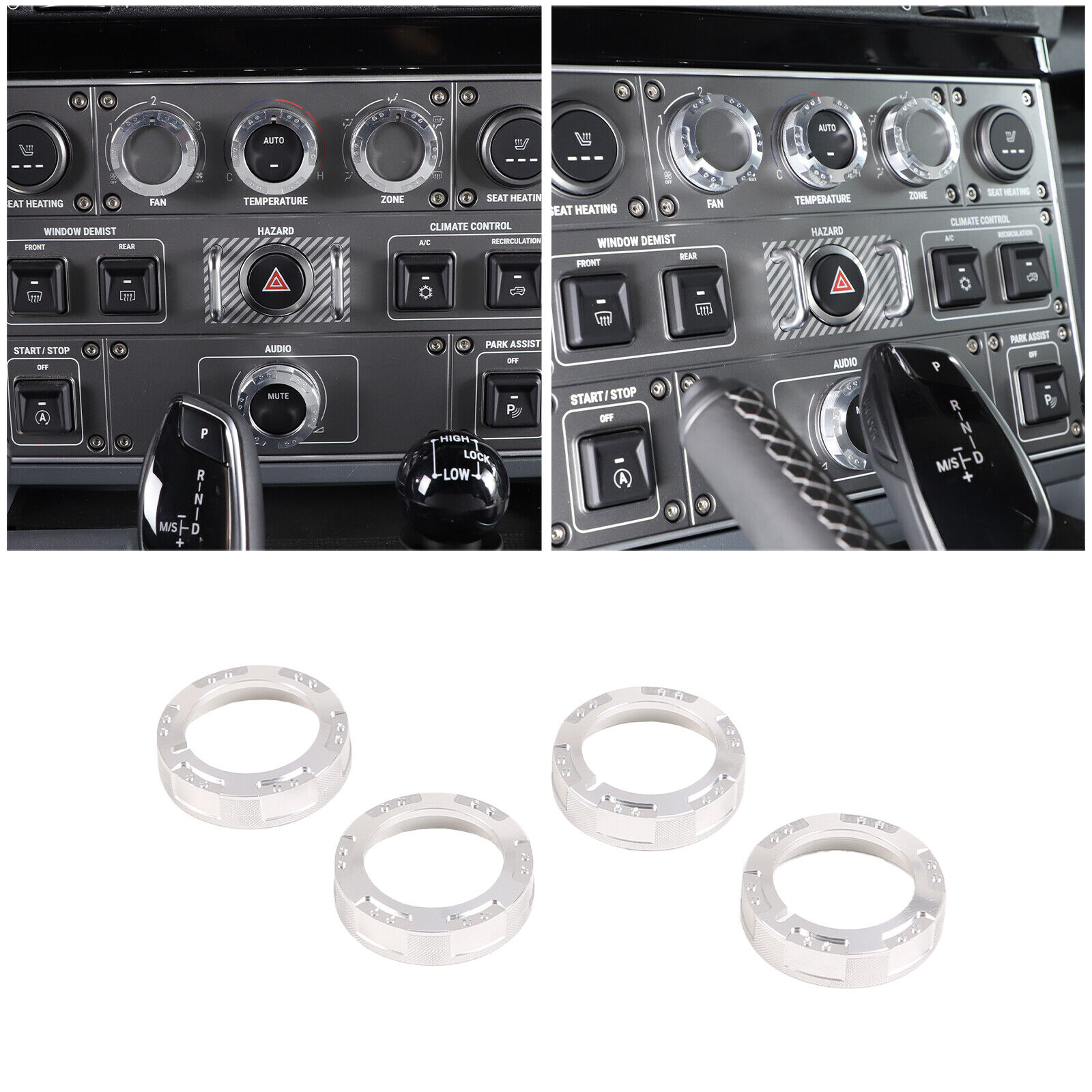 Silver Aluminum Air Conditioning & Volume Knob Trim Ring For Ineos Grenadier 20+