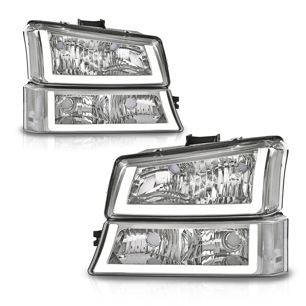 Clear/Chrome Headlights W/ LED DRL Fit For 2003-2006 Chevy Silverado/Avalanche