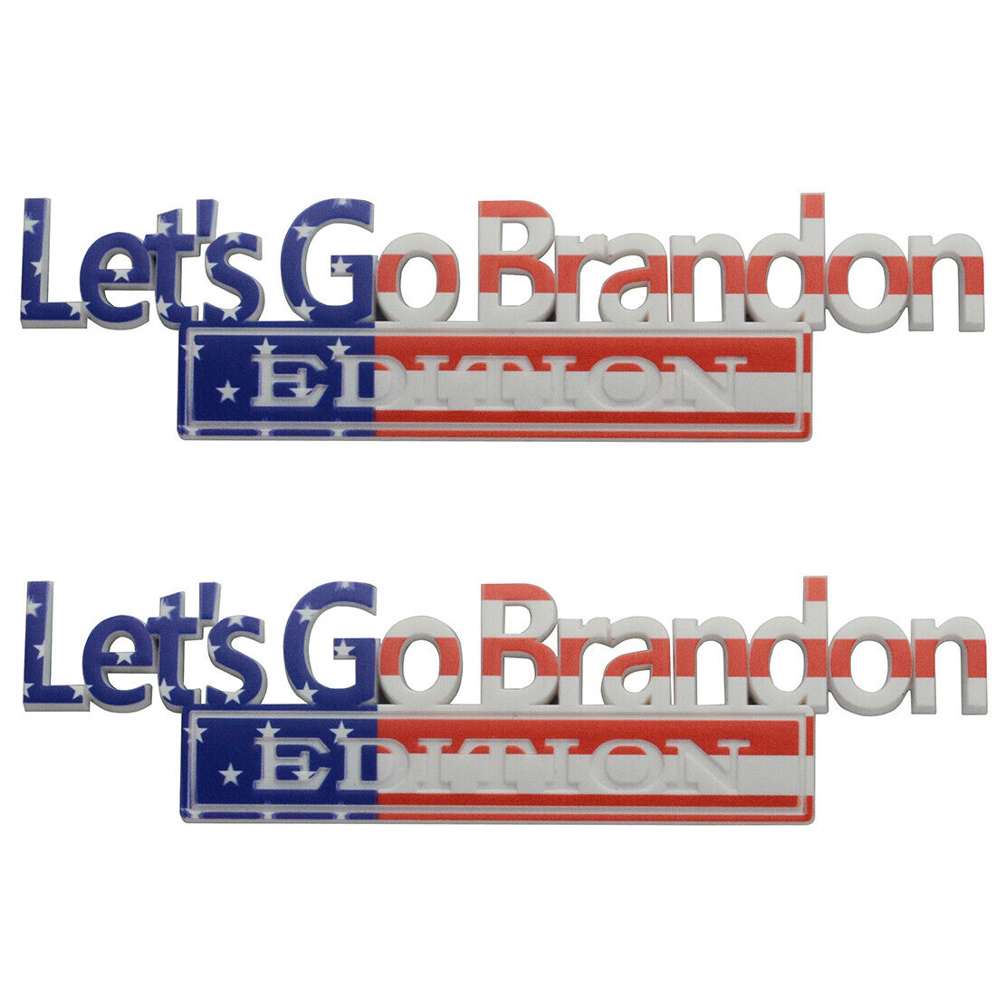 2Pc Let\'s Go Brandon FJB Edition Emblem Badge ​for Car Truck SUV Red USA Flag