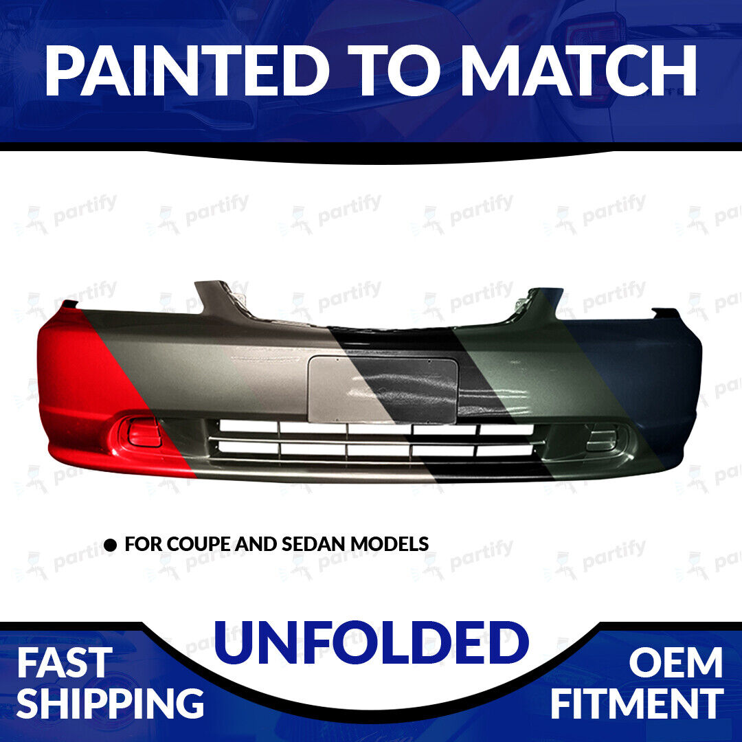 NEW Painted To Match 2001-2003 Honda Civic Unfolded Front Bumper