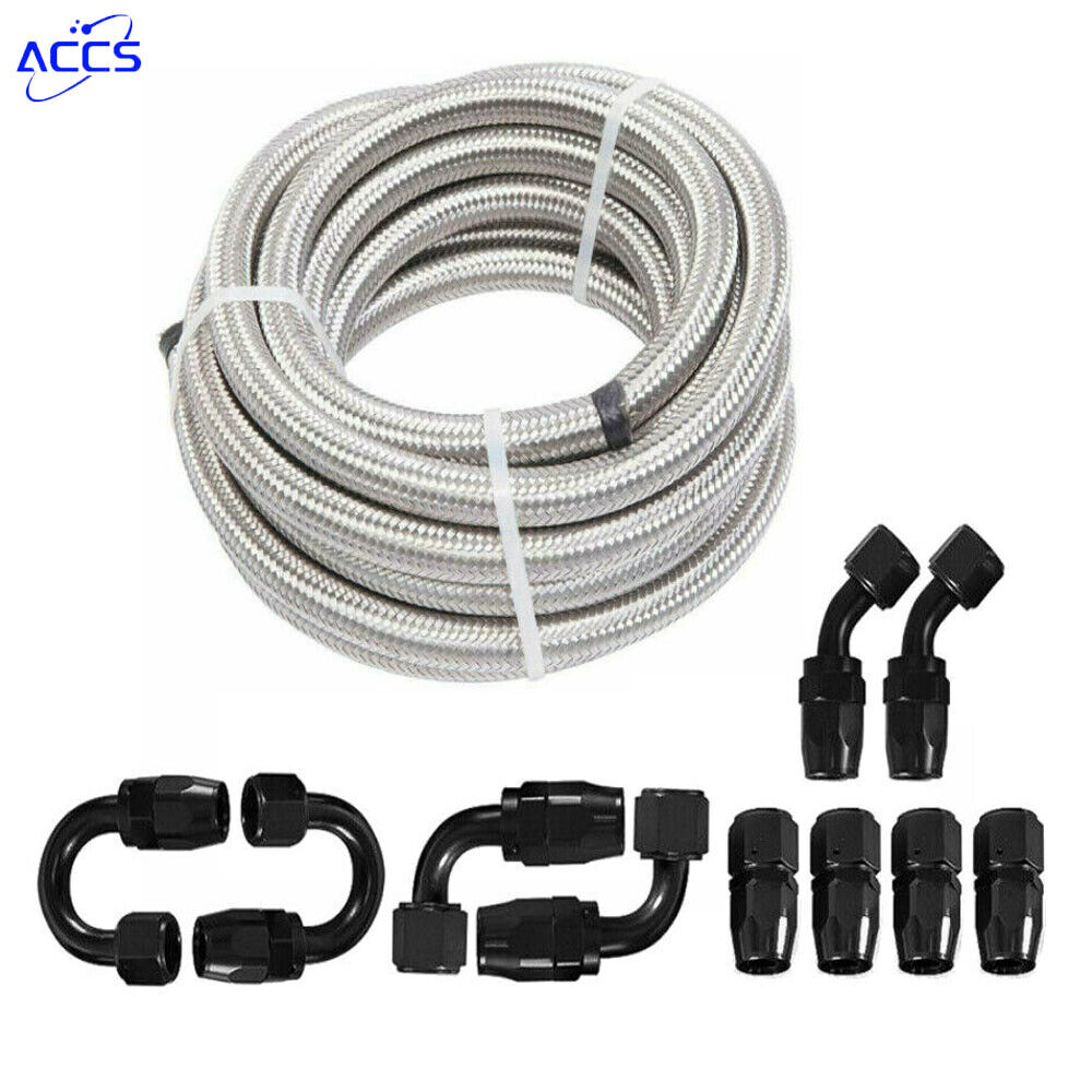 AN10 20 FT Stainless Steel Braided 10AN CPE Fuel/Oil Hose Line & Fittings Kits