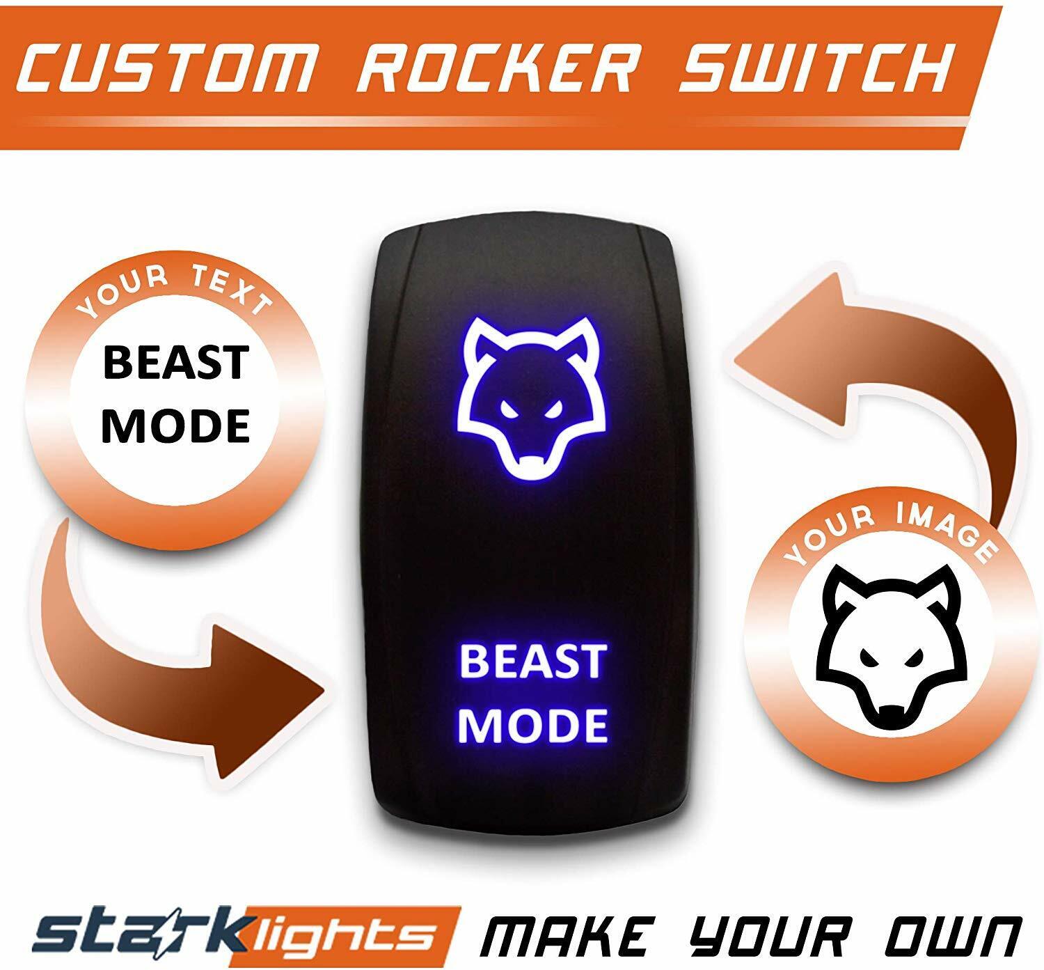 CUSTOM MOMENTARY SWITCH - BLUE Laser LED Rocker Switch 5 Pin Dual Light ON/OFF