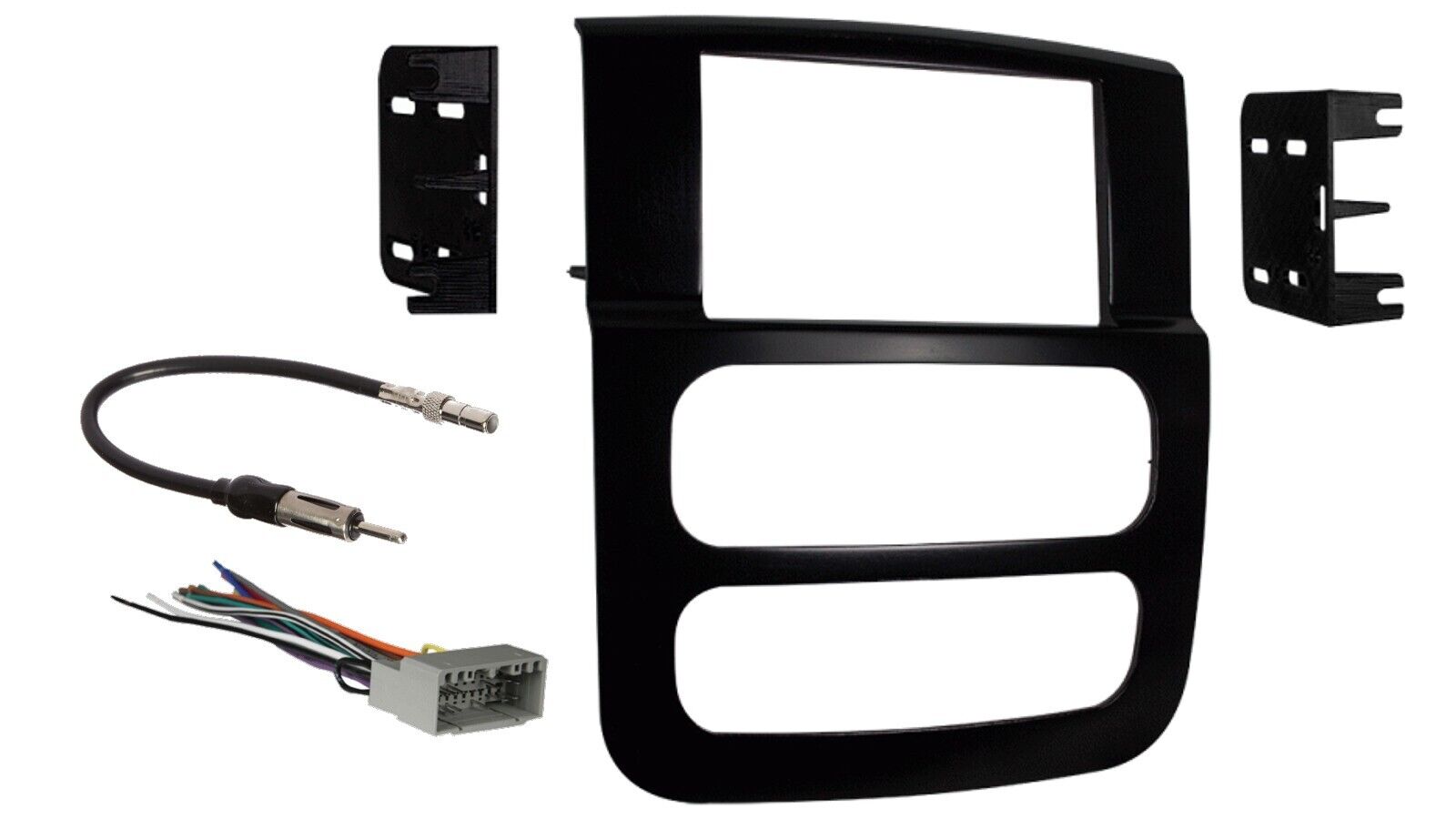 Complete Double ISO DIN Stereo Mounting Install Trim Kit W Wiring Harness Plugs