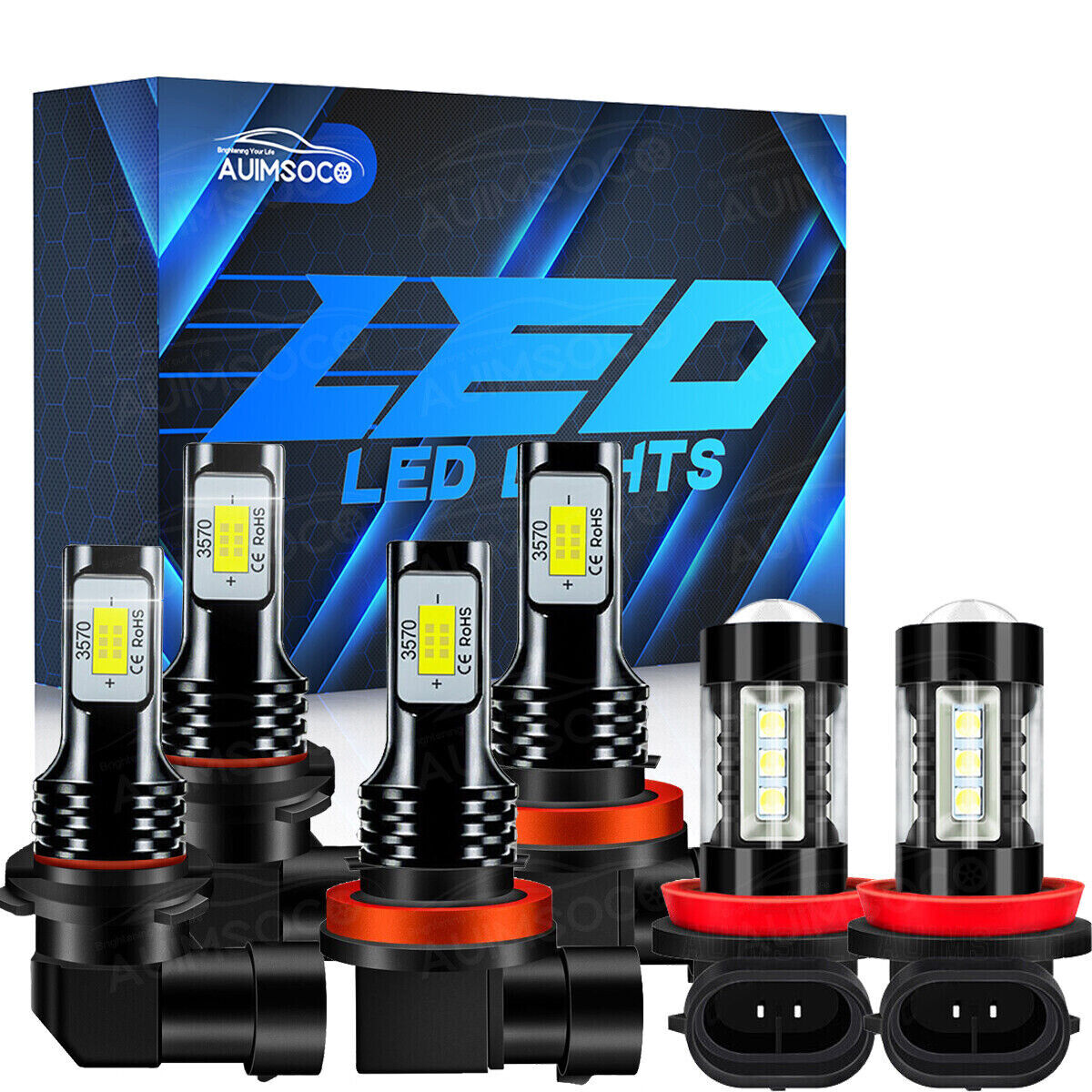 For Ford Edge 2007-2010 - 6PC 6000K Combo LED Headlights + Fog Light Bulbs Kit