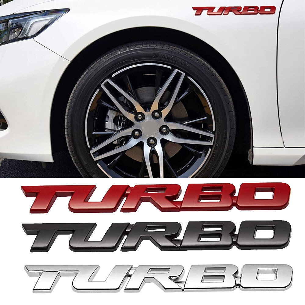 3x 3D TURBO Logo Letter Racing Sport Sticker Metal Emblem Badge Car Accessories