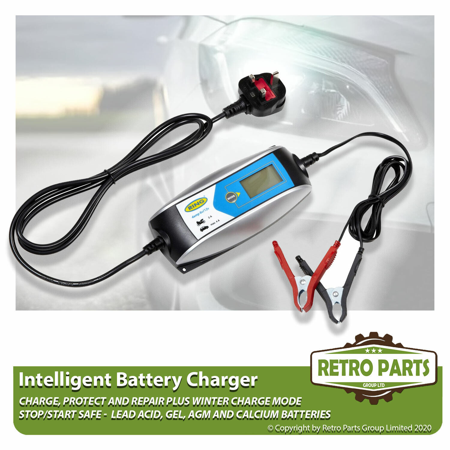 Smart Automatic Battery Charger for Vector M12. Inteligent 5 Stage