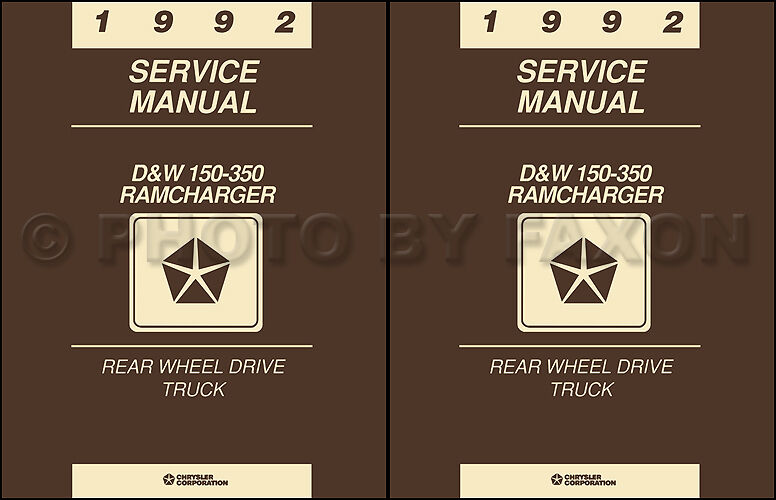 1992 Dodge Pickup Truck Ramcharger Repair Shop Manual Gas and Diesel DW 150-350