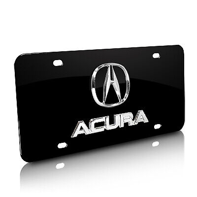 Acura 3D Logo and Nameplate Black Metal License Plate