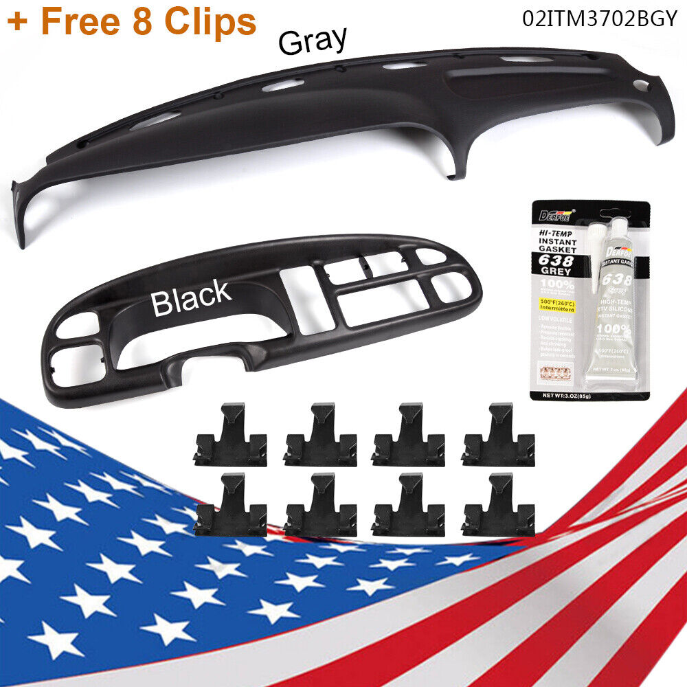 Fit For 98-02 Dodge Ram Pickup ABS Dash Bezel & Dashboard Cover Overlay W/clips