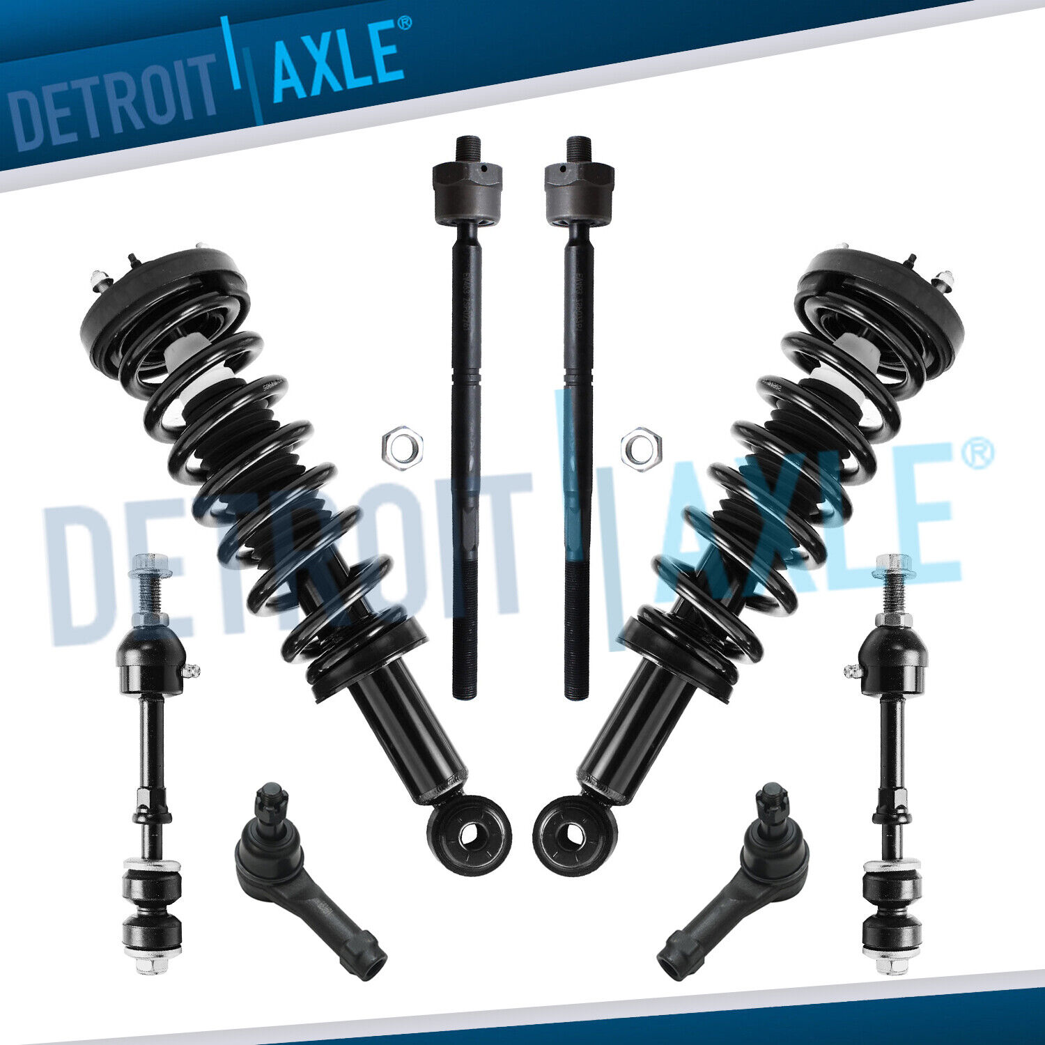 8pc Quick Front Strut & Spring Sway Bar Tie Rod for 2004 - 2008 F150 Mark LT 2WD