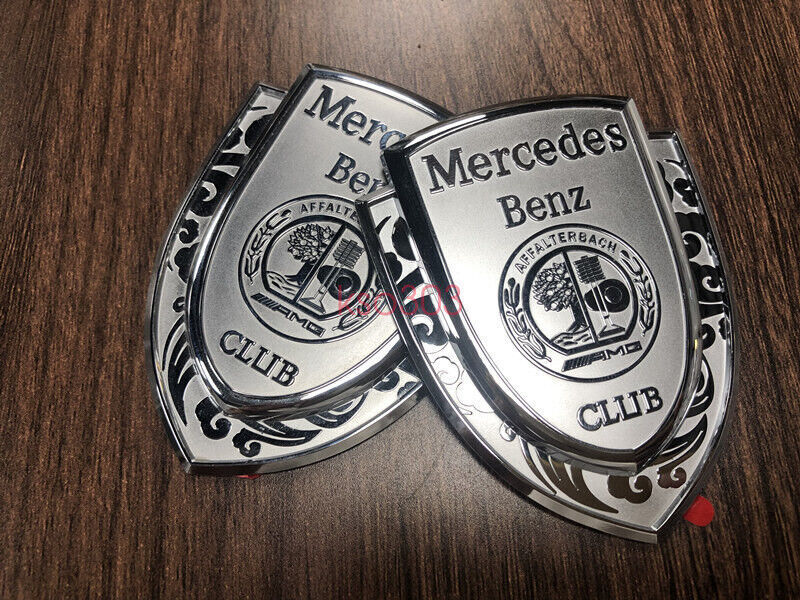 Silver AFFALTERBACH Club For Mercedes Benz Car Body Emblem Rear Trunk Lid Badge