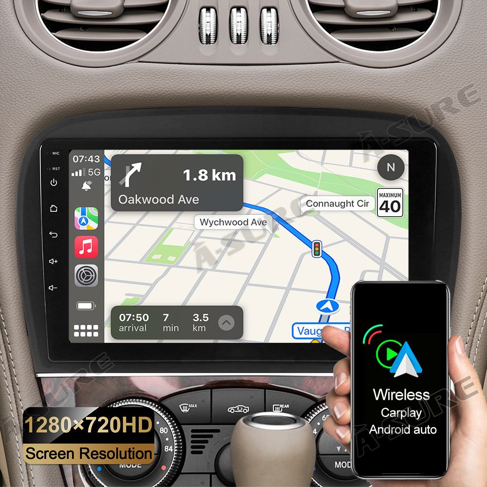 For Mercedes-Benz SL R230 SL350 SL500 Android 12 Car Stereo Radio Apple CarPlay