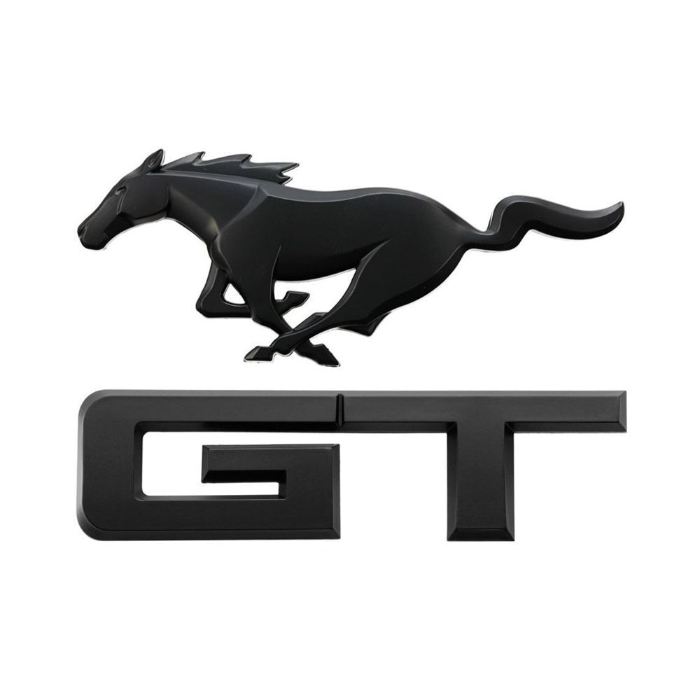 2Pcs GT Running Pony Emblem Side Trunk Car 3D Metal Badge for Ford Mustang