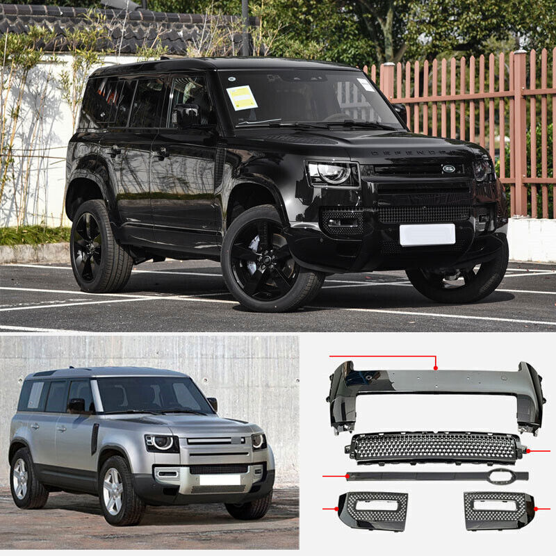 For Land Rover Defender 2020-2023 Gloss Black Front Bumper Fog Grille Refit 5pcs