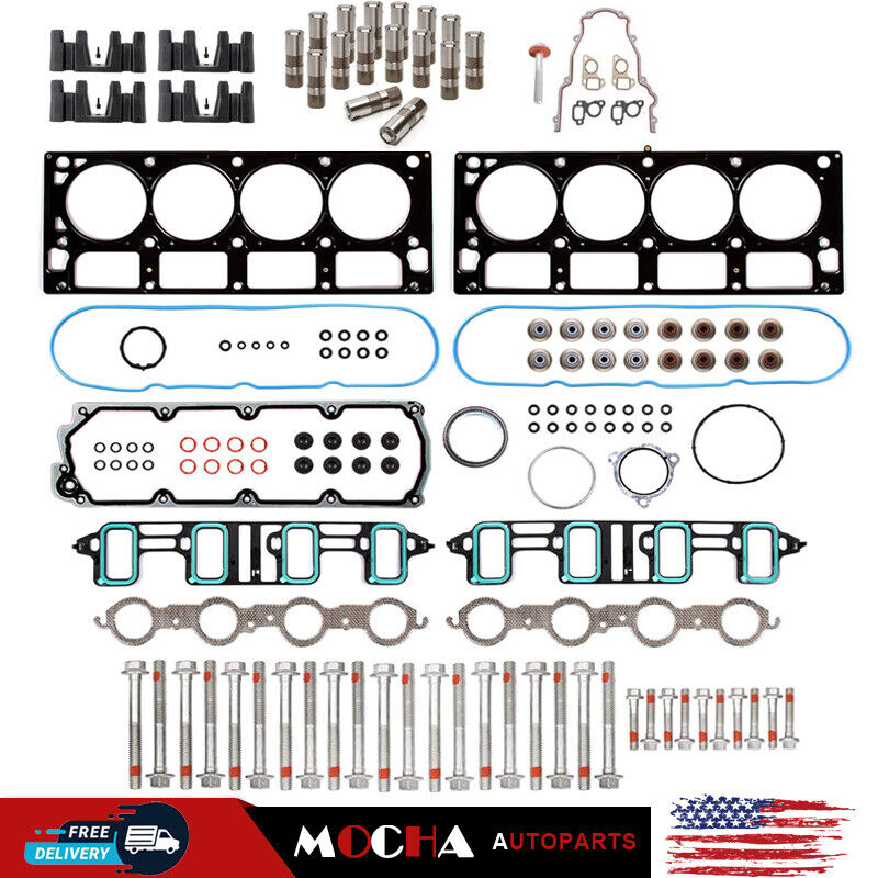 For 07-16 Chevy GM LS 6.0L 6.2L Non-AFM Head Gasket Set Bolts Lifters Guides