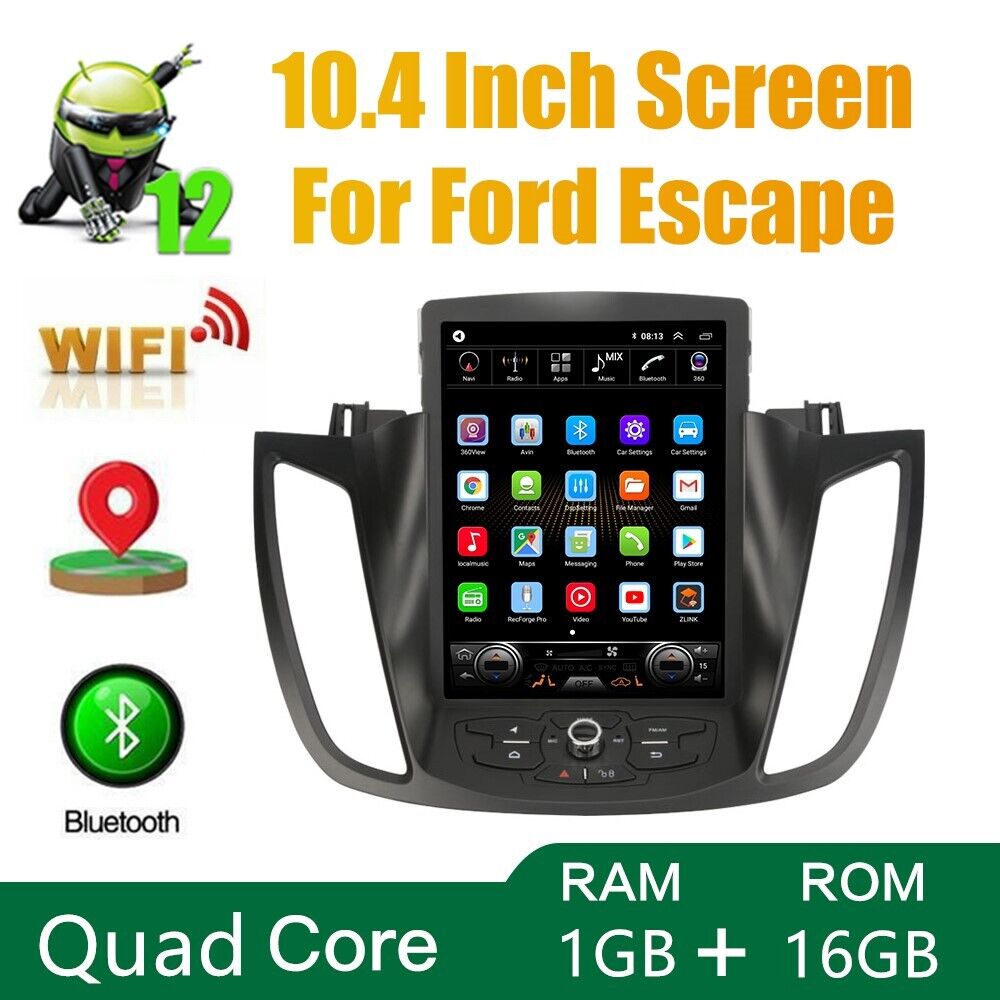 For 2013-17 Ford Escape Stereo Radio 10.4\'\' Vertical Android 12.0 GPS Head Unit