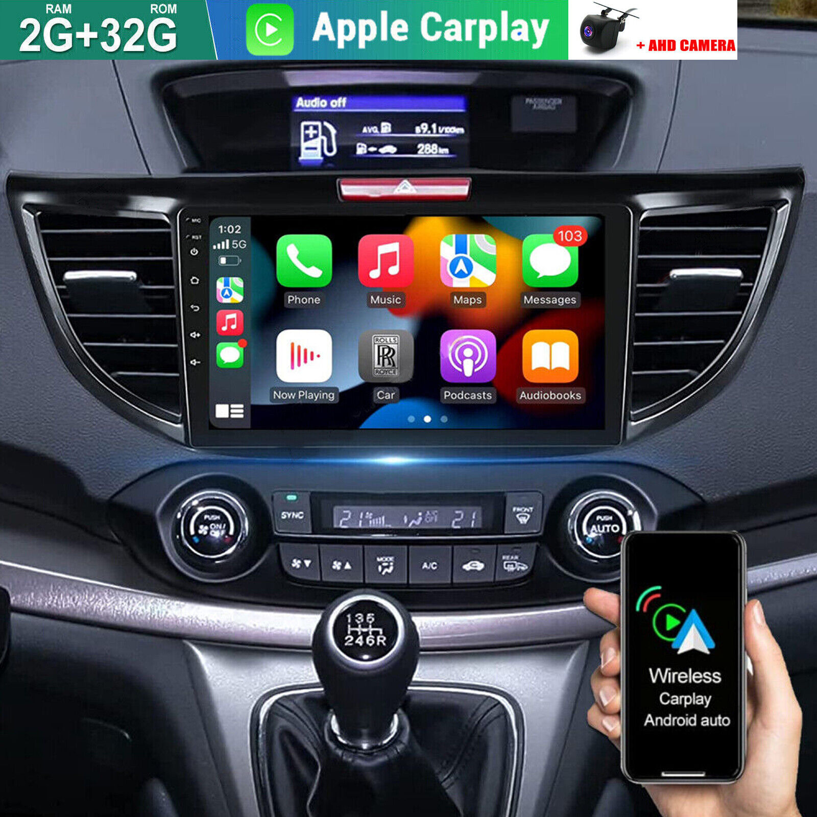 For 2012-2016 Honda CRV Car Stereo Radio Apple Carplay Android 12 GPS Navi WIFI