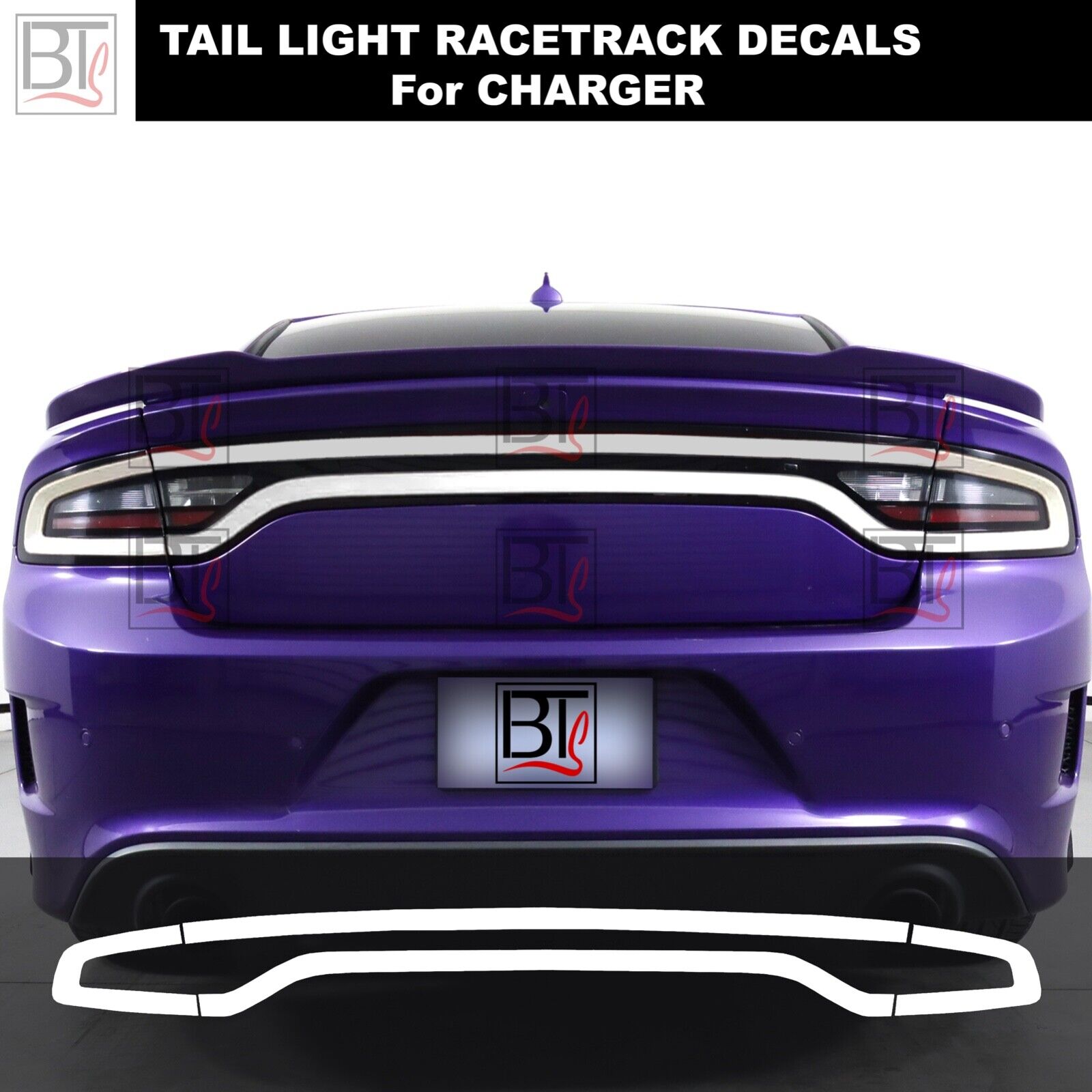 For Charger Race Track Tail Light Rear White Vinyl Decal Tint Overlays Smoke
