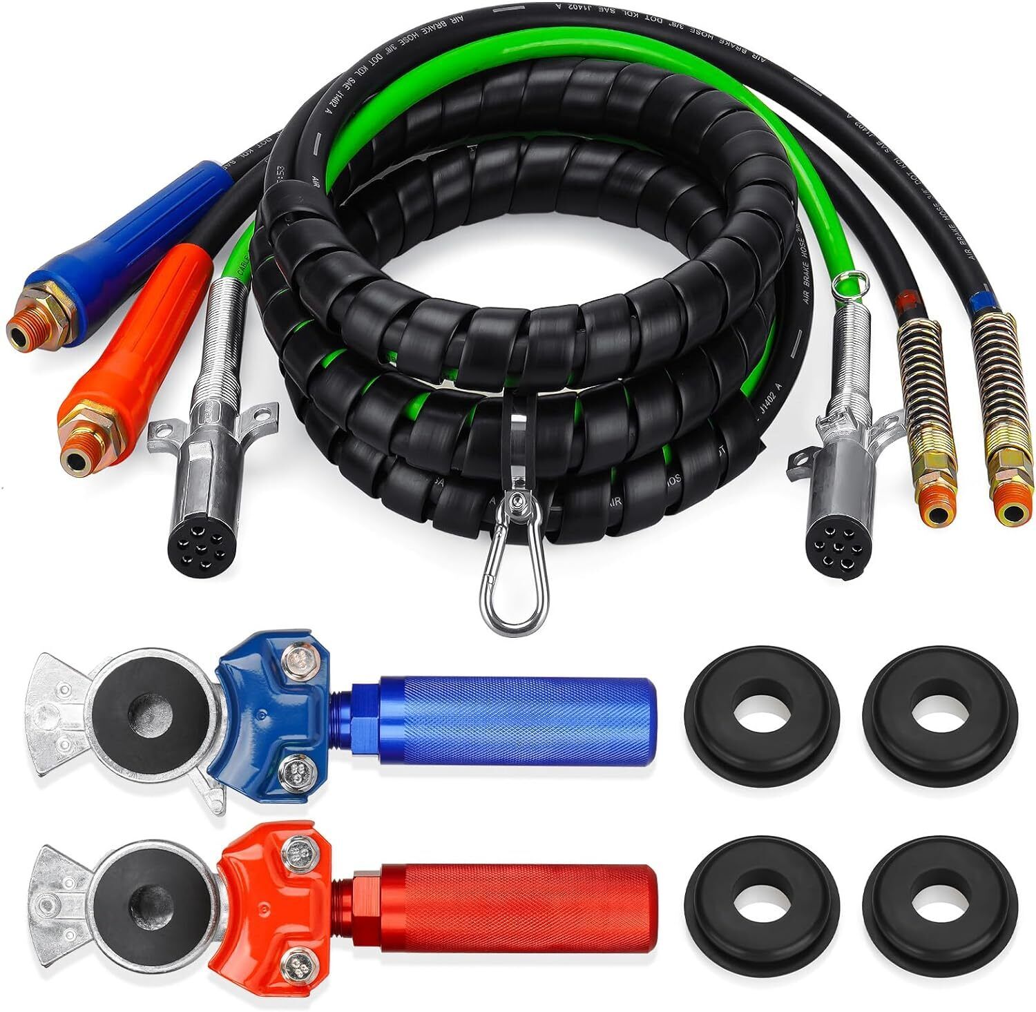 15ft 3 in 1 ABS & Air Hose Wrap 7 Way Electrical Cable for Semi Truck Trailer 