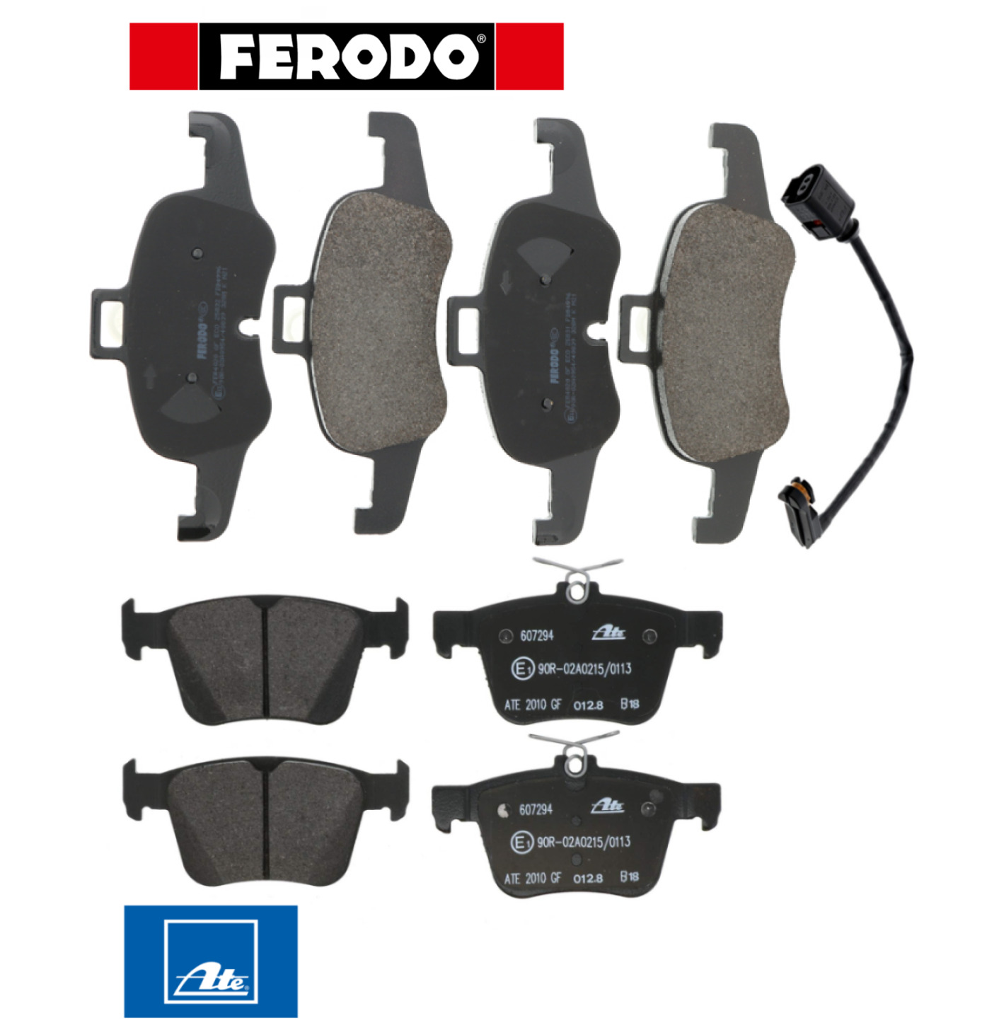 Front Brake Pad + Sensor & Rear Brake Pad Set OES for Audi TTS Quattro 16-23