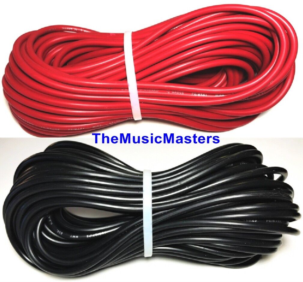 18 Gauge 50' ft each Red Black Auto PRIMARY WIRE 12V Auto Wiring Car Power Cable