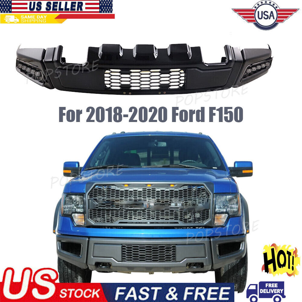 FOR 18-20 FORD F150 RAPTOR STYLE STEEL FRONT LOWER BUMPER FACE BAR W/MESH GRILLE