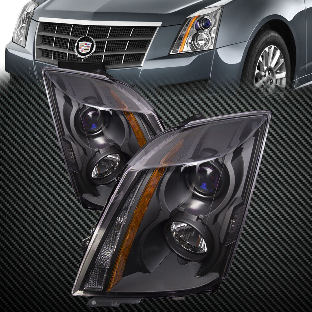 For 2008-2015 Cadillac CTS Headlights Set Black Housing Halogen Left Right Set