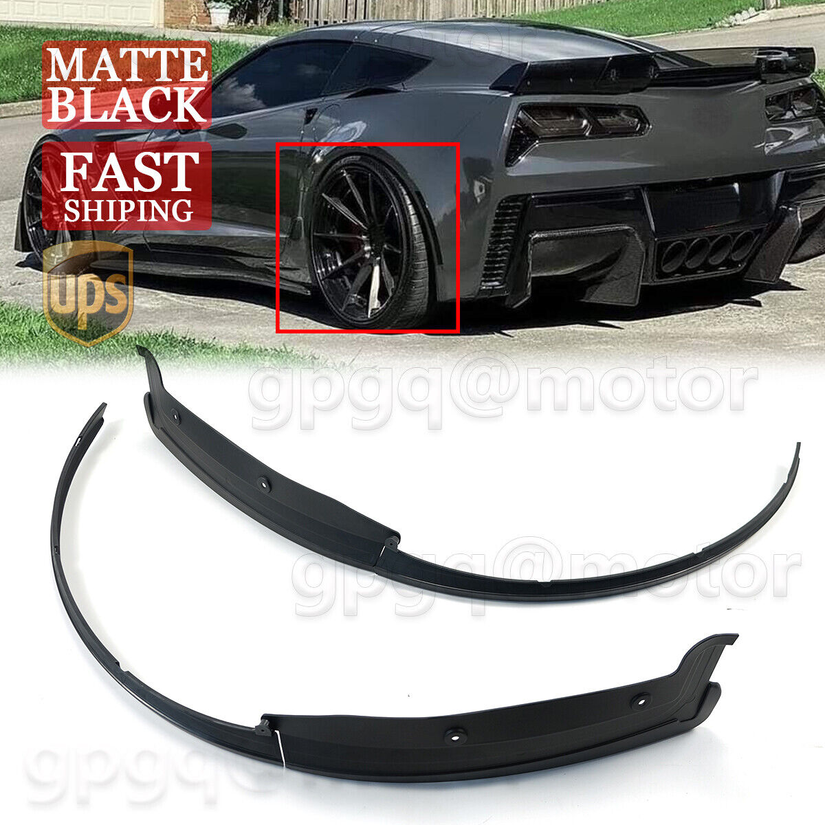 For Corvette C7 Z06 2014-2019 Matte Rear Quarter Extension Pair Wheel Arch Trim