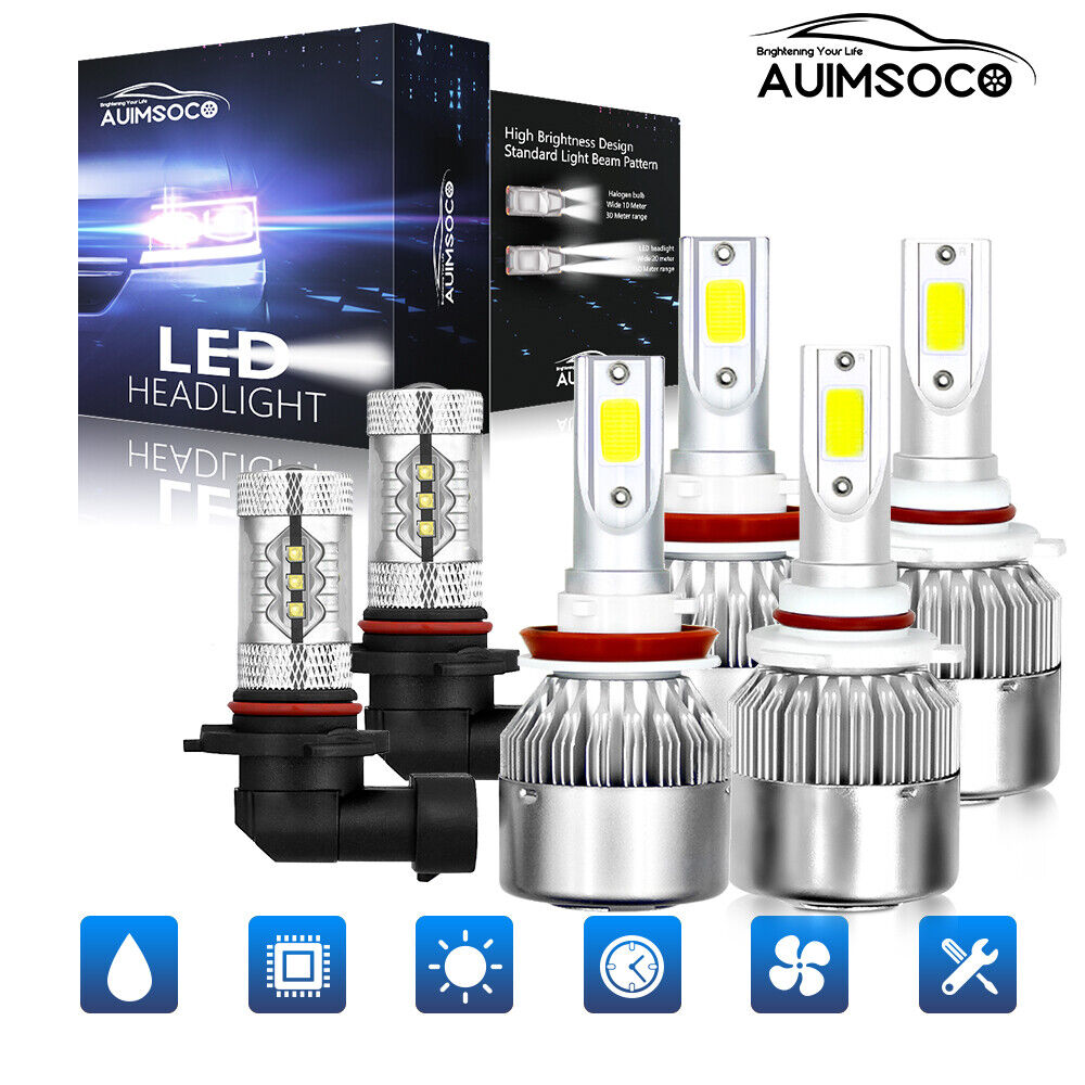 For 2009-2018 RAM 1500 2500 3500 6x Front LED Headlight High Low+Fog Light Bulbs