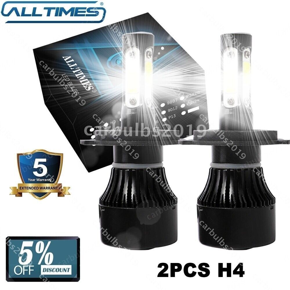 ALLTIMES 2x H4 9003 130W 13000LM LED Headlight High/Low Beams 6000K Bulbs White