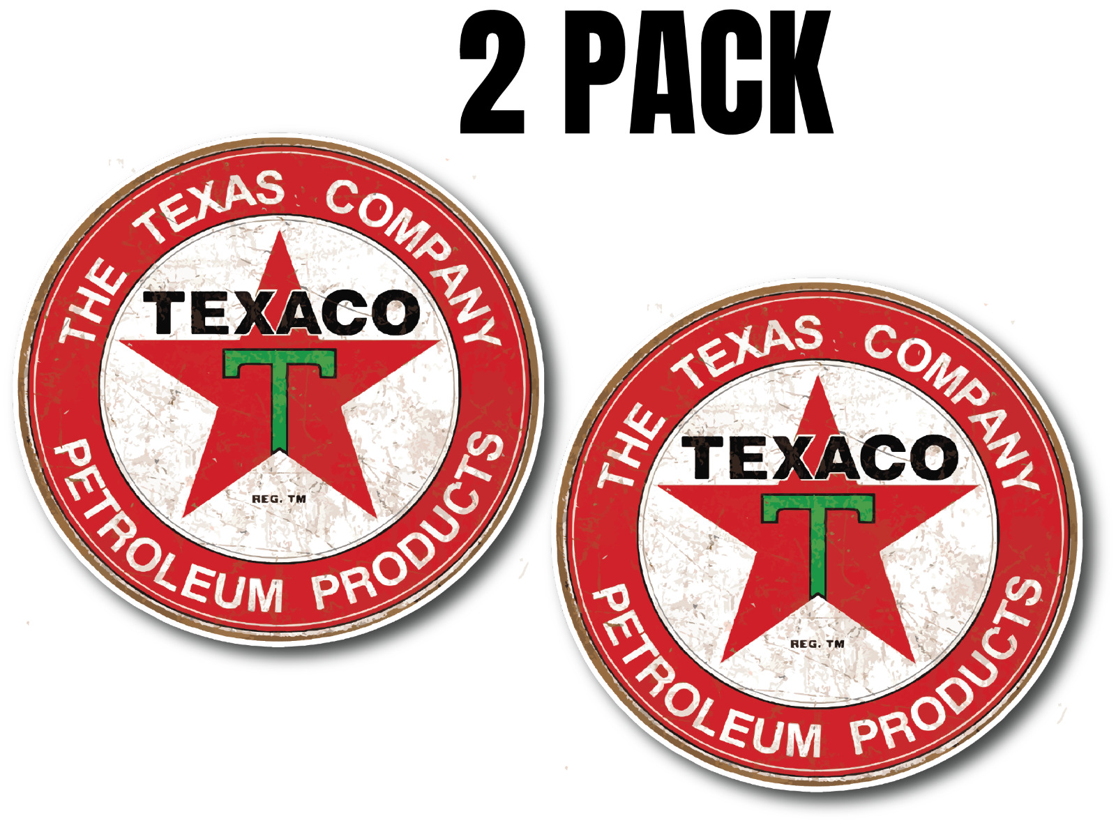 Texaco Rustic Premium Vinyl Decal 2-Pack - Multiple Sizes - Vintage Oil Logo