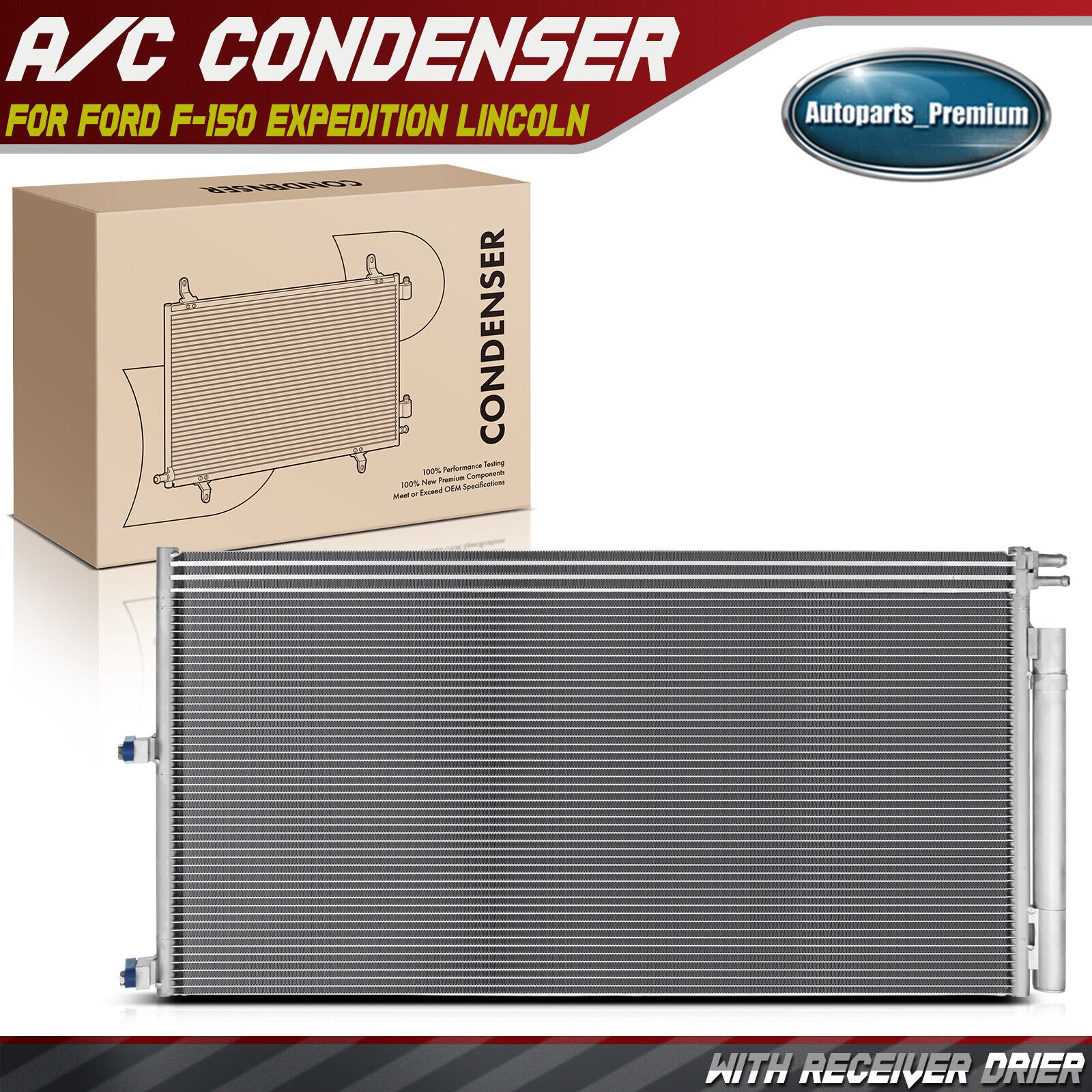 AC Condenser with Receiver Dryer for Ford F-150 2009-2014 Expedition 2007-2014