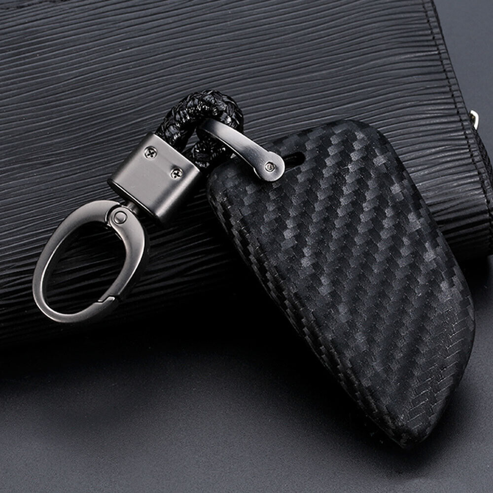 1X Carbon Style TPU Key Chian Fob Cover Case For BMW X1 X5 X6 5 Series 7 Series