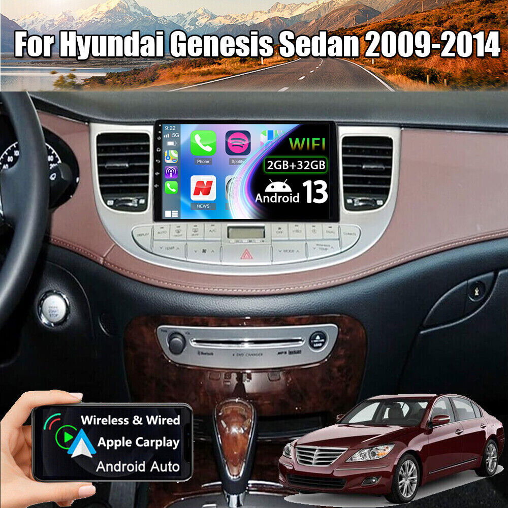 FOR 2009-2014 HYUNDAI GENESIS SEDAN ANDROID 13 CARPLAY CAR RADIO STEREO GPS NAVI