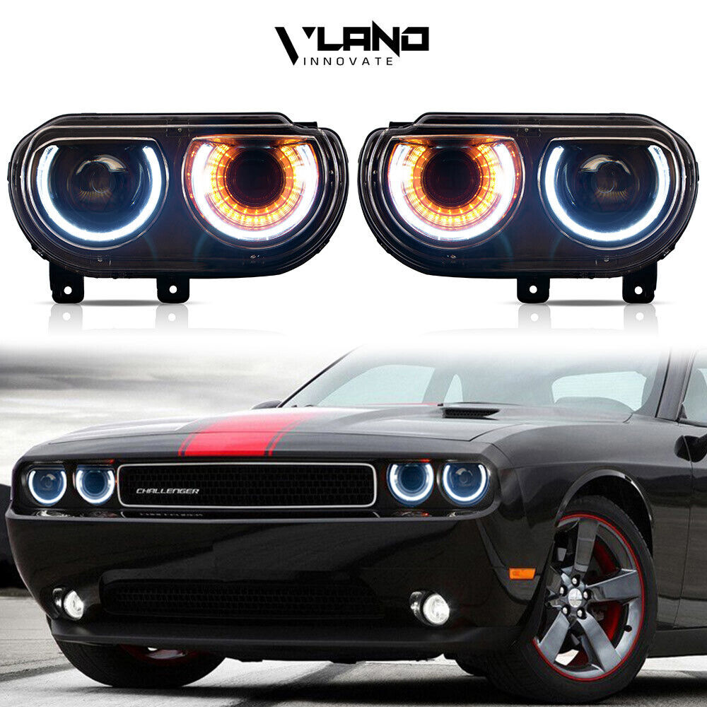 For Dodge Challenger 2008-2014 Vland LED Headlights Front Lamp Projector 