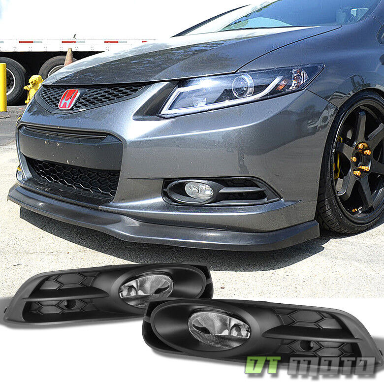 For 2012-2013 Honda Civic Coupe Bumper Driving Fog Lights Lamps w/Harness+Switch