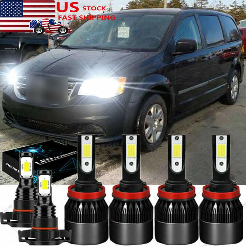 6x For Dodge Grand Caravan 2011-2019 white LED Headlight kit Bulbs High Low Fog