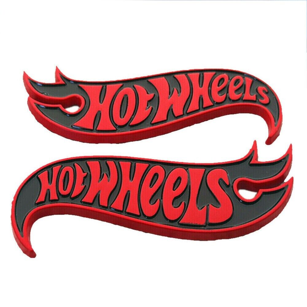 3D Metal Red Black Hot Wheels Fender Lid Hood Badge Hotwheels Decal Emblem