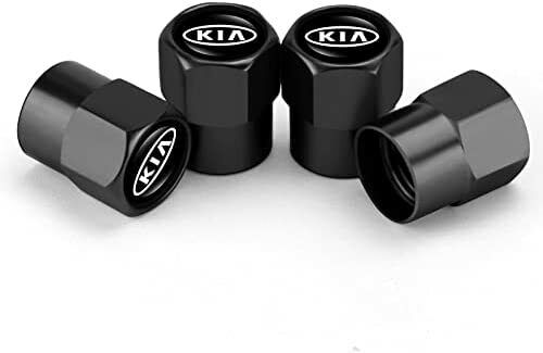 4x Black Hex Alloy Tire Air Valve Stem Cap Fits Most Older Kia Cars & SUVs 