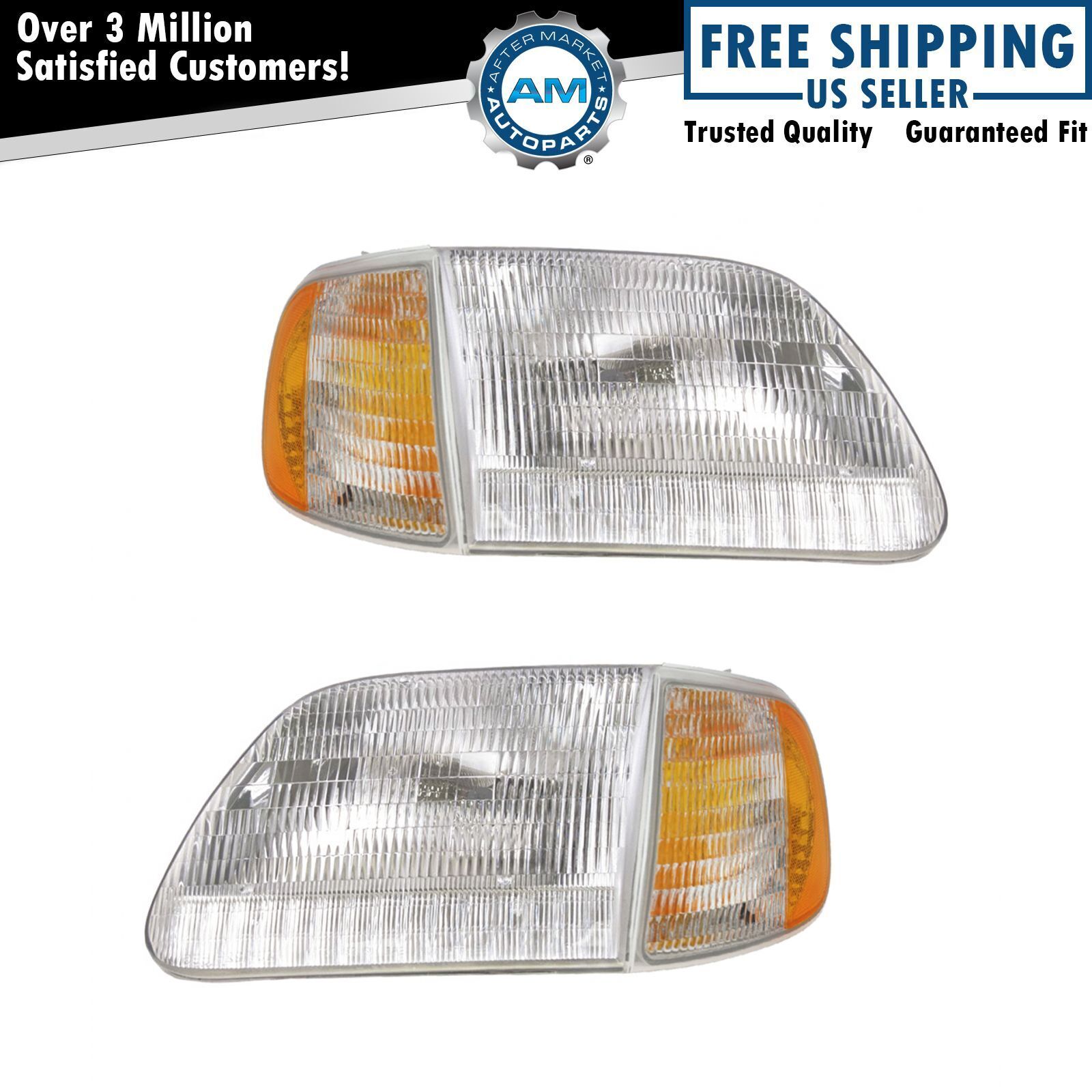 Headlight & Parking Corner Light Left & Right Pair Set for Ford Truck Expedition