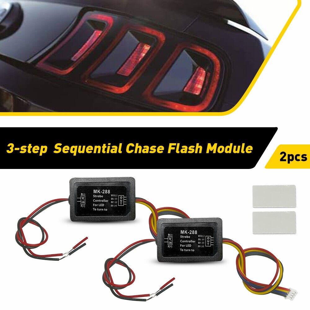 NEW 2PCS 3-Step Sequential Flow Semi Dynamic Chase Flash Tail Light Module Boxes