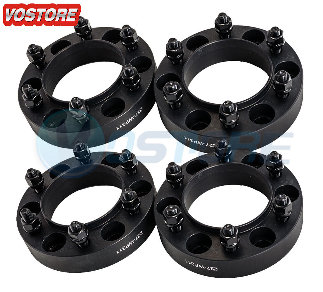 (4) 1.25\'\' Hubcentric Black Wheel Spacers Adapters 6x5.5 for Tacoma 4-Runner FJ