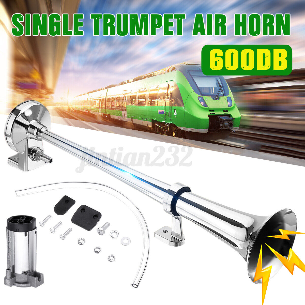 600DB Super Loud Air Horn Compressor Single Trumpet Train Car Truck Boat