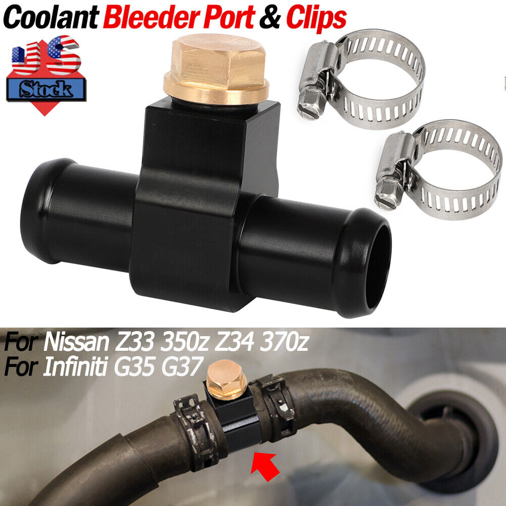 For Nissan Z33 350z Z34 370Z, G35 G37 Coolant Bleeder Port Heater Hose Connector
