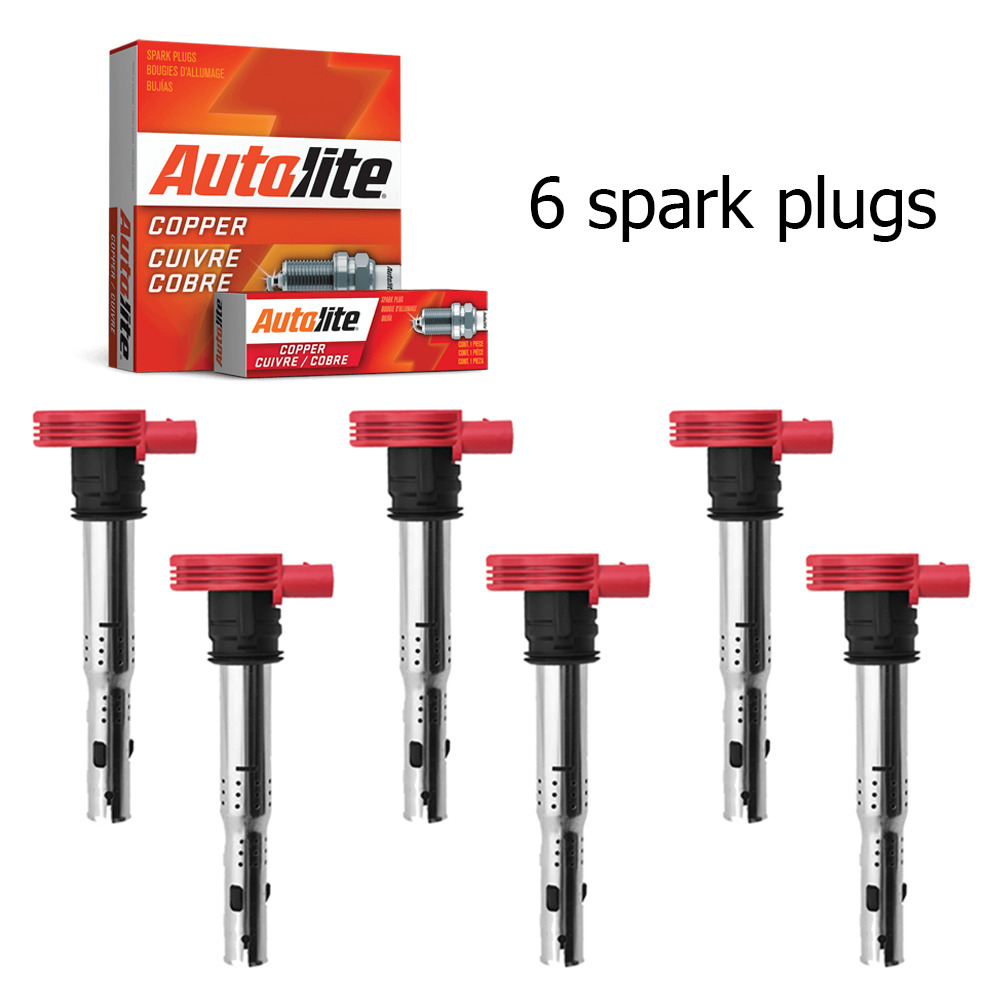 Ignition Coil & Autolite Spark Plug for Audi A6 A7 Quattro Q5 Q7 3.0L V6 UF529