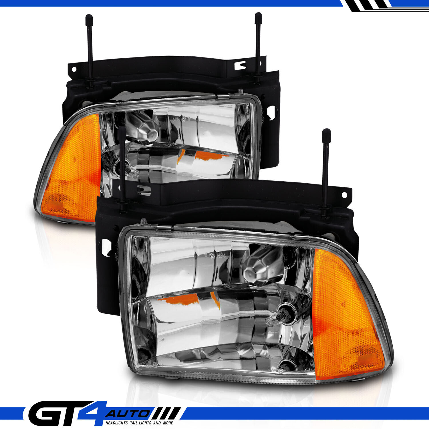 Euro Crystal Clear Composite Type Headlights Pair for 1995-1997 Chevrolet Blazer